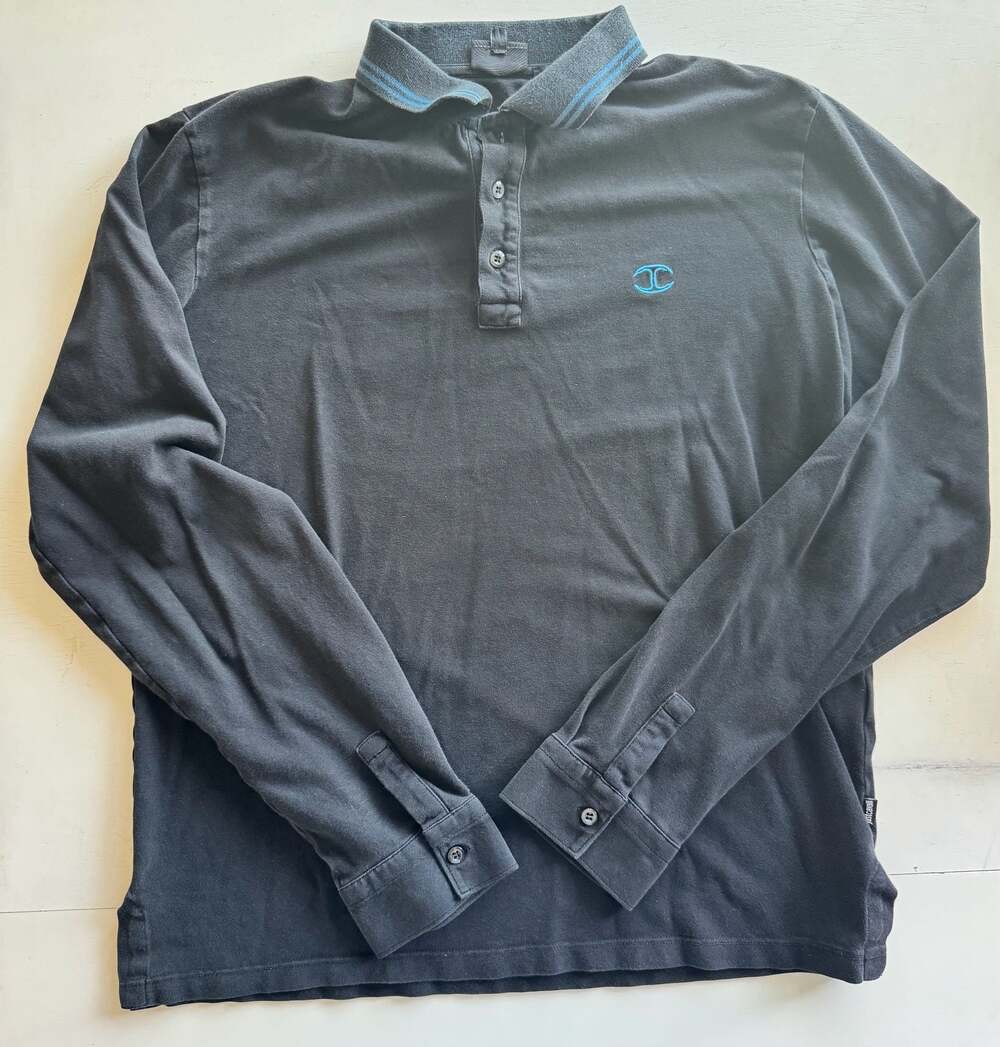 Just Cavalli Black Long Sleeve Polo Shirt XL